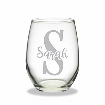 Magical Monogram | Personalized 15oz Stemless Wine Glass